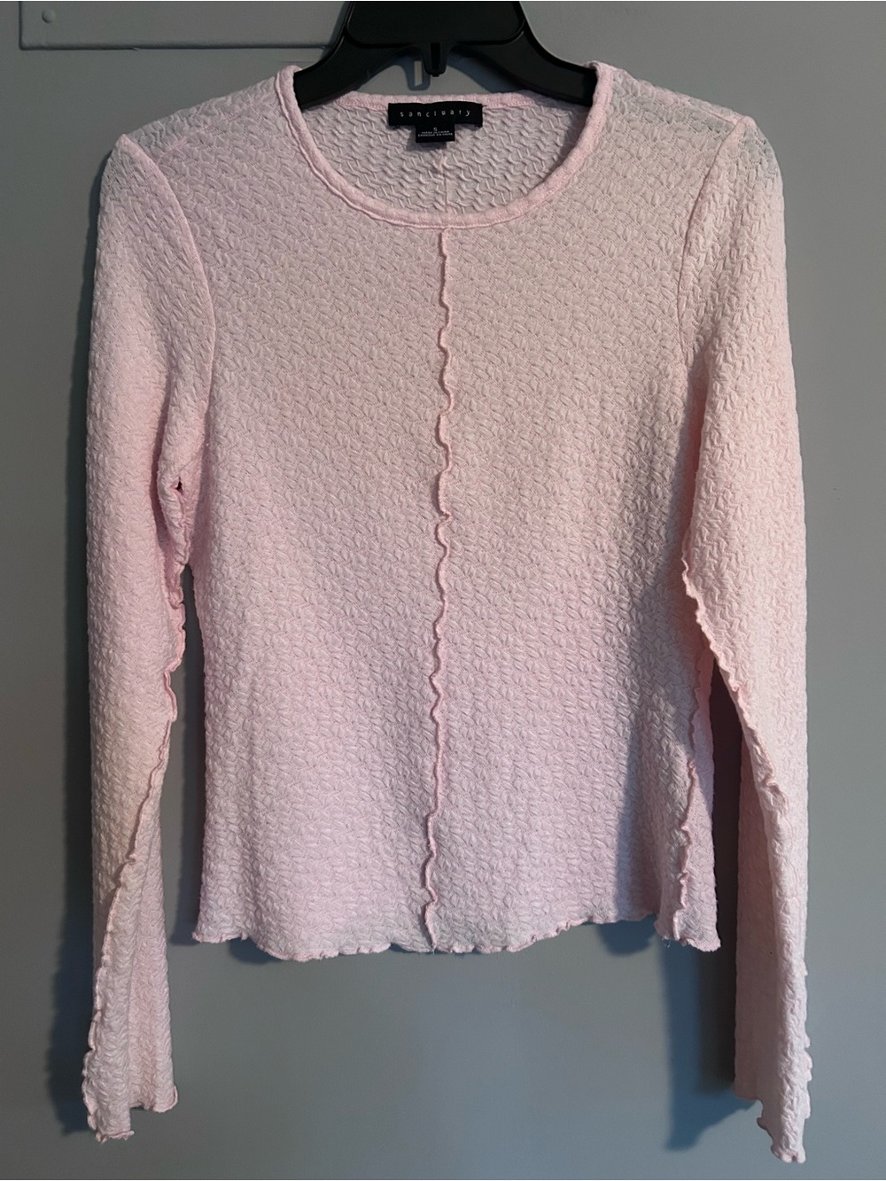 Sanctuary Light  Pink Textured Long Sleeve Knit Top
